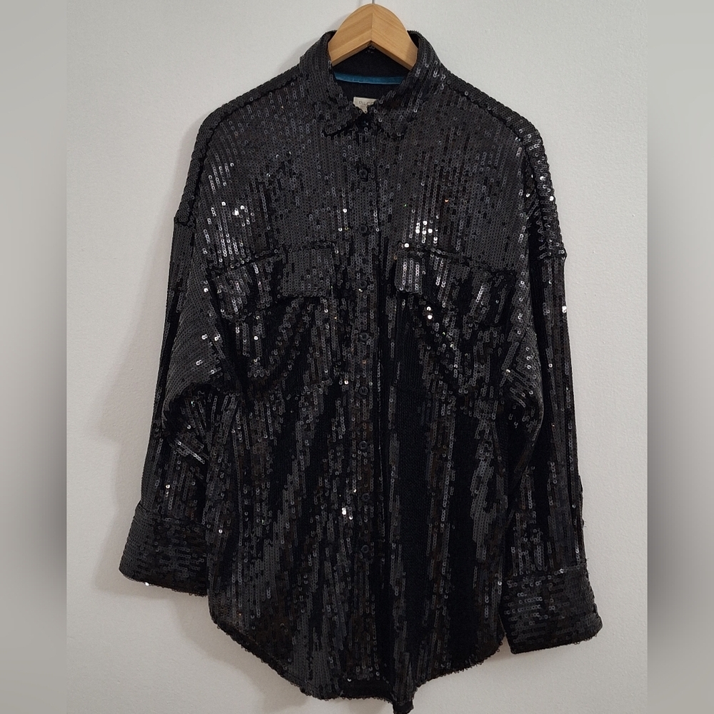 Pilcro Black Sequin Blouse
